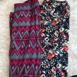 Lularoe tall and curvy leggings bundle TC black pink purple